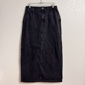 Reformation Myles‎ Maxi Skirt 31 Black Denim Back Slit